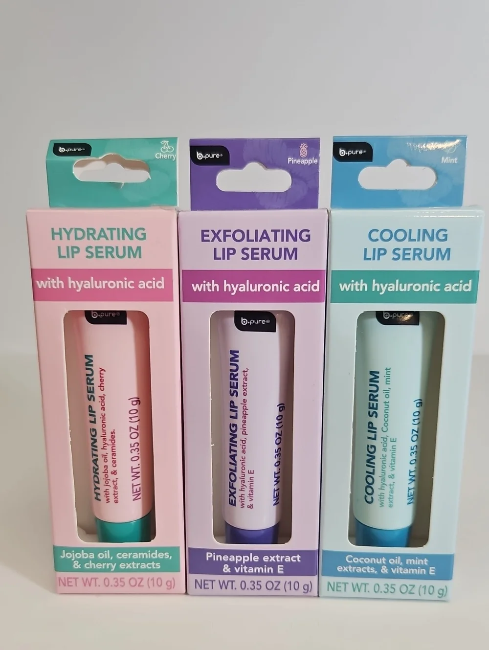 b•pure HYDRATING, EXFOLIATING & COOLING LIP SERUMS 3-PIECES